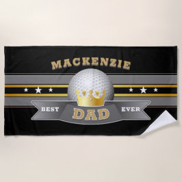 Toalla De Playa Mejor papá del mundo pelota de golf en NEGRO