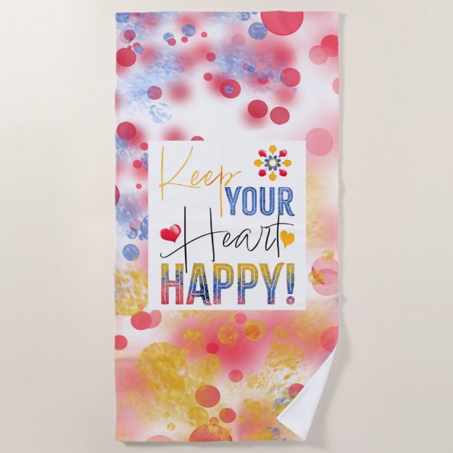 Toalla De Playa Mensaje - mantén tu corazón feliz (Anverso)