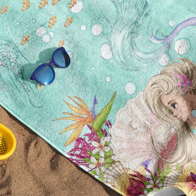 Toalla De Playa Mermaid Cute Green Starfish Personal (Subido por el creador)