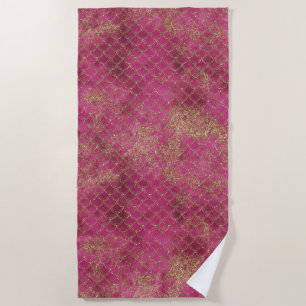 Toalla De Playa Mermaid Glitz, Purpurina del Oro Girly
