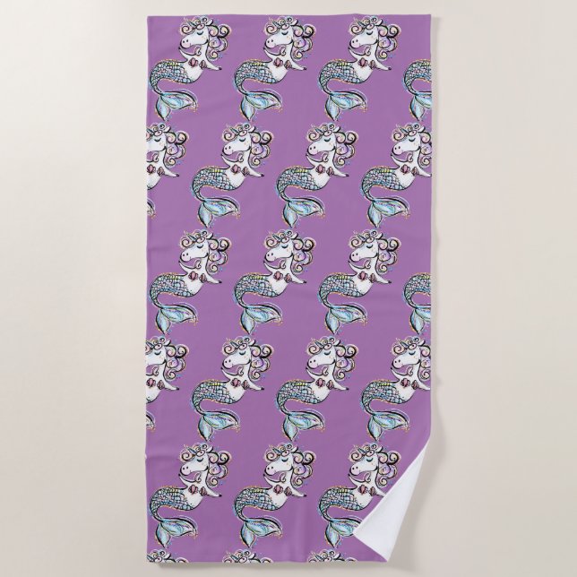 Toalla De Playa Mermaid Unicorn (Anverso)