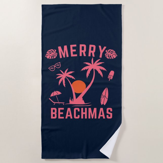 Toalla De Playa Merry Beachmas Navidades En Julio (Anverso)