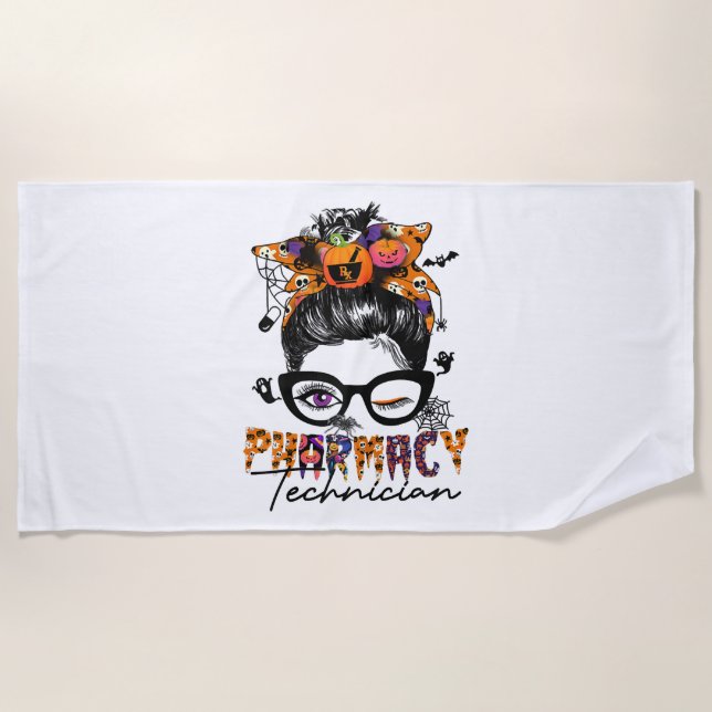 Toalla De Playa Messy Bun Technician Farmacy Halloween Party (Anverso)