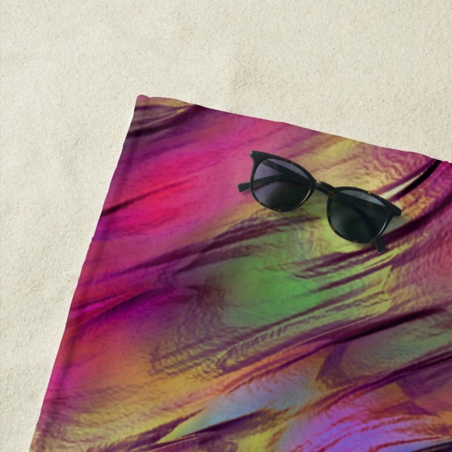 Toalla De Playa Mezcla de puntos opacos y cromados verdes y burdeo (In situ)