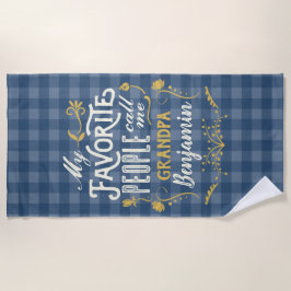 Toalla De Playa Mi gente favorita me llama abuelo Blue Gingham