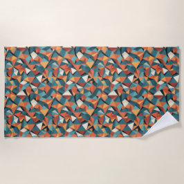 Toalla De Playa Mid-Century Geometric Teal & Orange Pattern