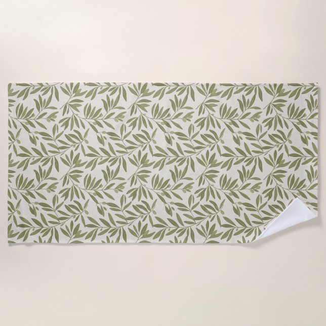 Toalla De Playa Minimal Olive Branch Pattern (Anverso)