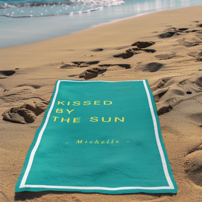 Toalla De Playa Minimalist Personalized Kissed by the Sun (Subido por el creador)