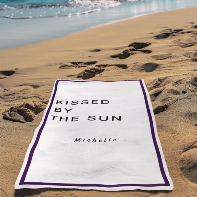 Toalla De Playa Minimalist Personalized Kissed by the Sun (Subido por el creador)