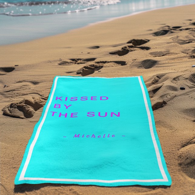 Toalla De Playa Minimalist Personalized Kissed by the Sun (Subido por el creador)