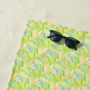 Toalla De Playa Minimalista Floral Impresionista Chartreuse
