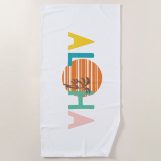 Toalla De Playa Minimalista Multicolor "Aloha" Palm Tree