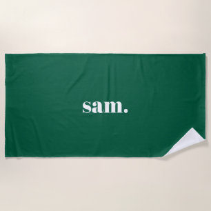 Toalla De Playa Minimalista negrita texto personalizado verde