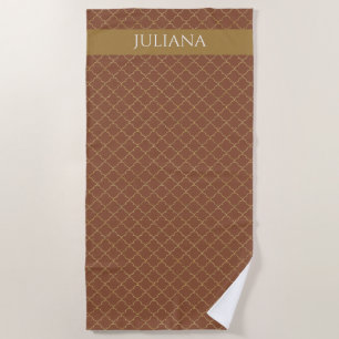 Toalla De Playa Mocha Gold Quatrefoil Personalizado
