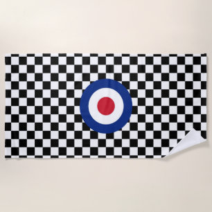 Toalla De Playa MOD a cuadros Roundel de la blanco de las Carreras