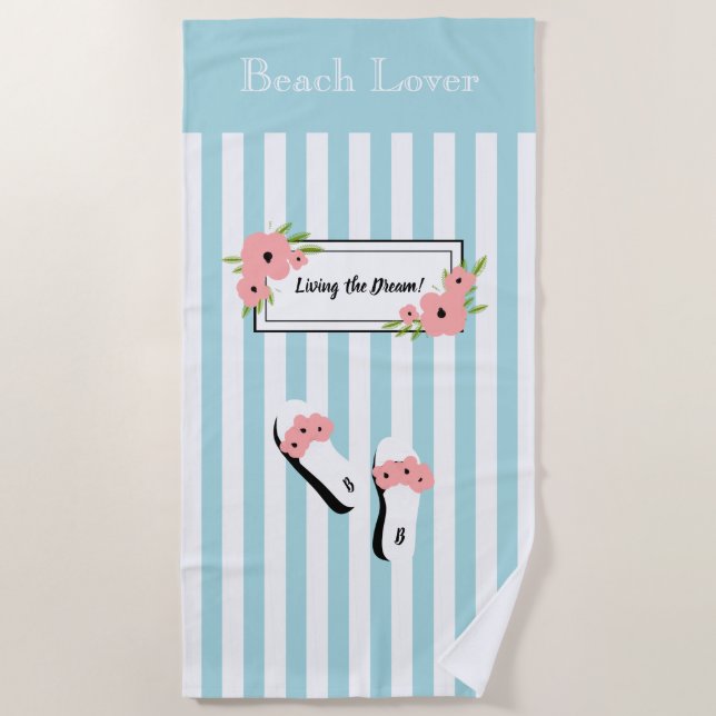 TOALLA DE PLAYA MODA BEACH LOVER TOWEL_ "VIVIR EL SUEÑO!" (Anverso)