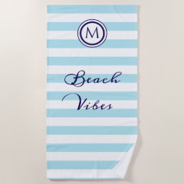 Toalla De Playa Moda costera estriada azul y blanca