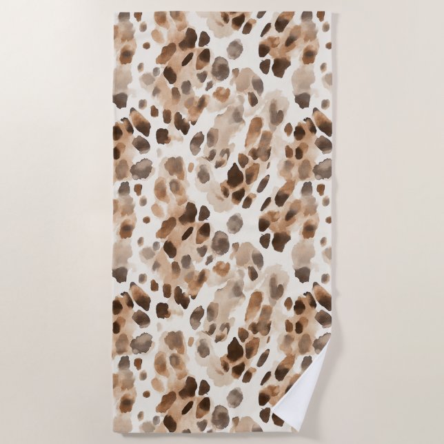 Toalla De Playa Moda Cream Brown Leopardo Animal Print (Anverso)