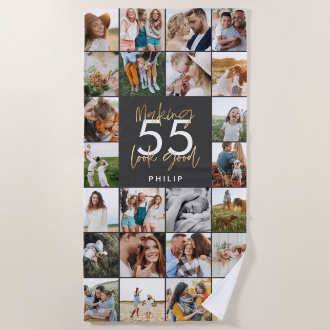 Toalla De Playa moda de edad editable regalo de guión de foto múlt (Anverso)