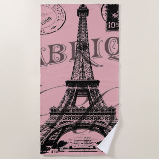 Toalla De Playa moda de viajes francia parís rosa vintage torre ei