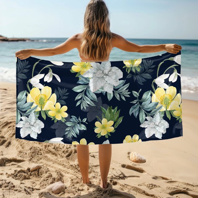 Toalla De Playa Moda Invierno Snowdrop Anemone Floral Pattern (Subido por el creador)