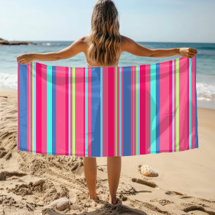 Toalla De Playa Moda Moderno Girly Candy Stripe