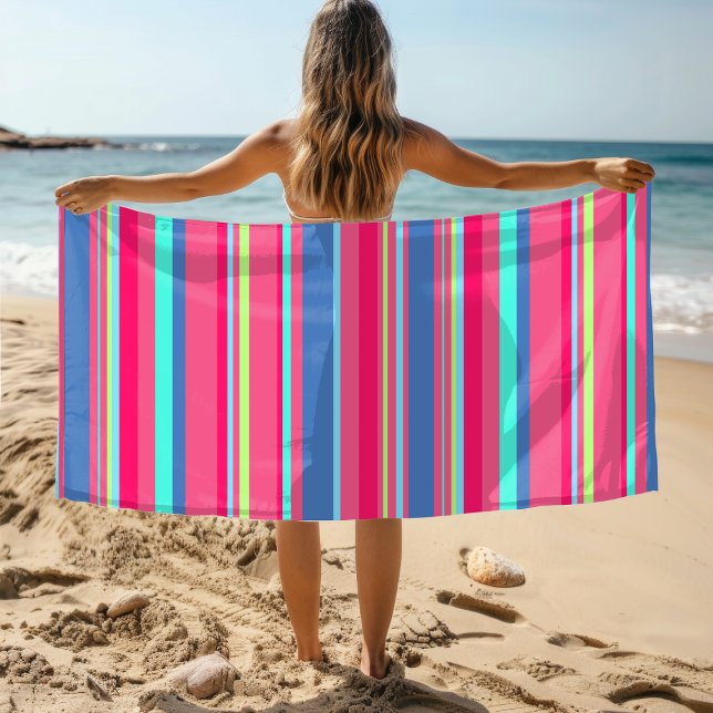 Toalla De Playa Moda Moderno Girly Candy Stripe (Subido por el creador)