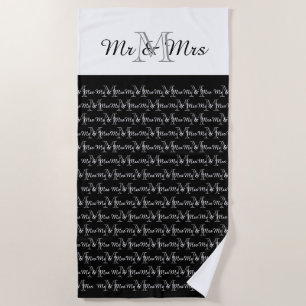 TOALLA DE PLAYA MODA MR Y MRS BEACH TOWEL CON MONOGRAM