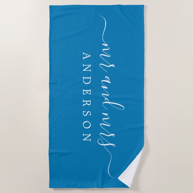 Toalla De Playa Moda Nueva boda Sr. Ibiza Blue Monogrammed (Anverso)