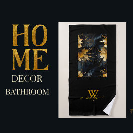 Toalla De Playa moda oro negro abstracto floral