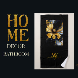 Toalla De Playa moda oro negro abstracto floral