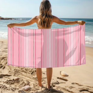 Toalla De Playa Moda Patrón de rayas rosadas modernas