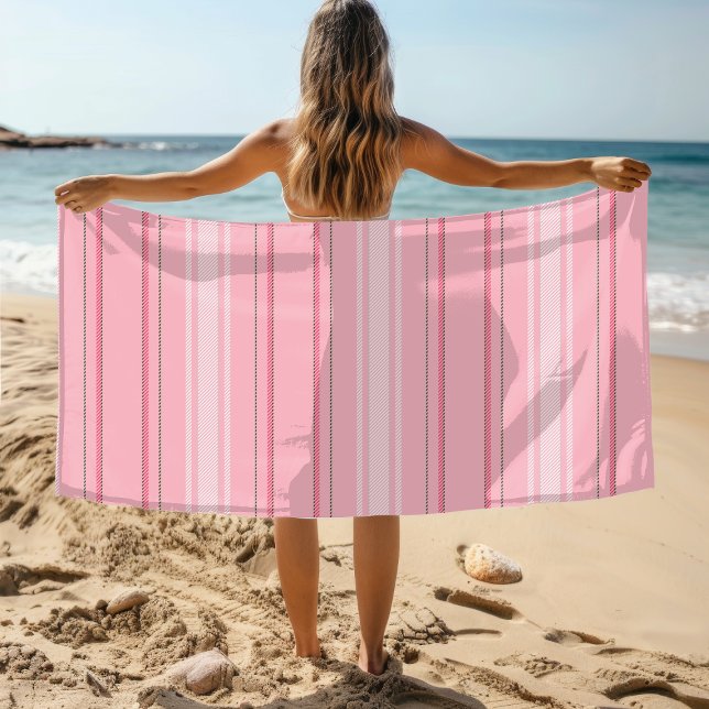 Toalla De Playa Moda Patrón de rayas rosadas modernas (Subido por el creador)