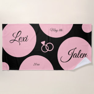 Toalla De Playa Moda Puntos Modernos Boda Fecha