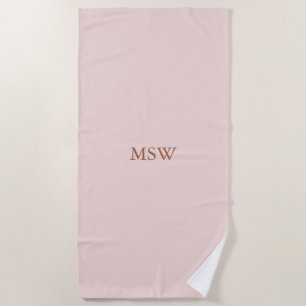 Toalla De Playa Moda rosado personalizado rosado monograma inicial