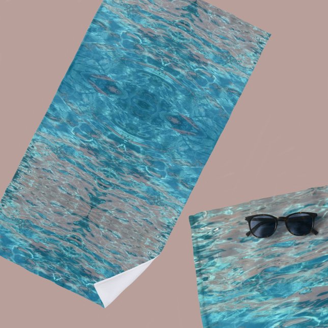 Toalla De Playa Moda Tropical Aqua Blue y Coral Boho (Subido por el creador)