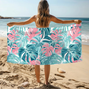 Toalla De Playa Moda tropical Monstera deja patrón floral