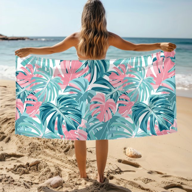 Toalla De Playa Moda tropical Monstera deja patrón floral (Subido por el creador)