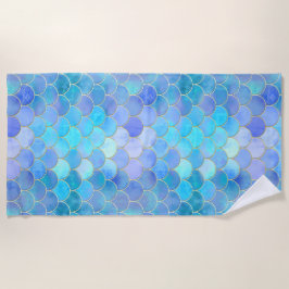 Toalla De Playa Modelo Aqua Pearlescent & Gold Mermaid