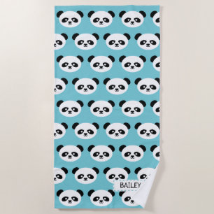 Toalla De Playa Modelo azul Kawaii del oso de panda de los niños