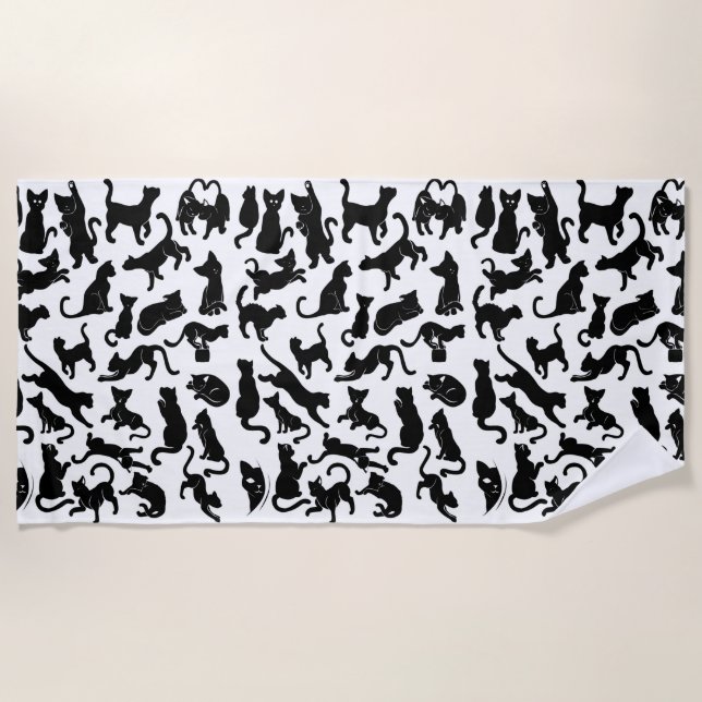 Toalla De Playa Modelo del gato negro (Anverso)