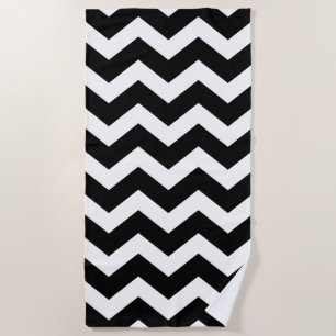 Toalla De Playa Modelo grande blanco y negro de Chevron