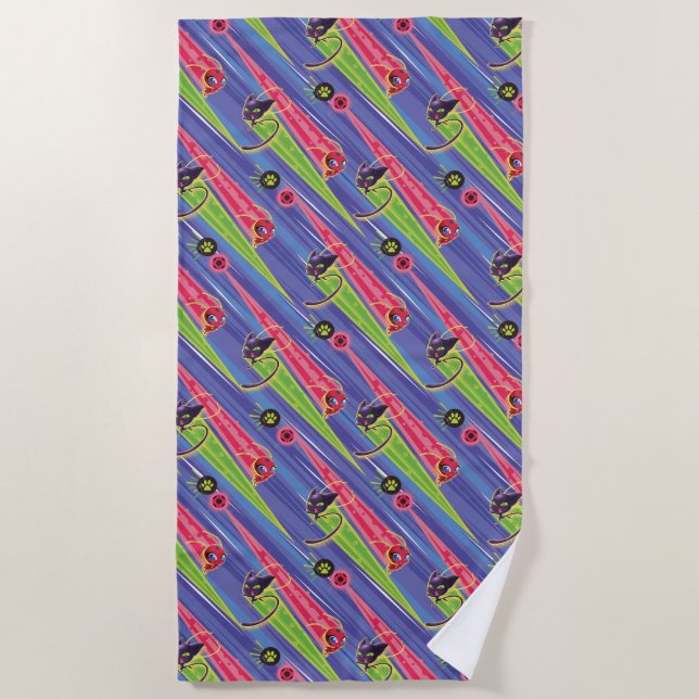 Toalla De Playa Modelo milagroso de Kwamis Tikki y Plagg (Anverso)