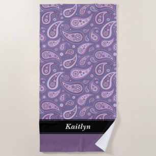 Toalla De Playa Modelo púrpura personalizado de Paisley