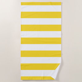 Toalla De Playa Modelo rayado blanco amarillo brillante