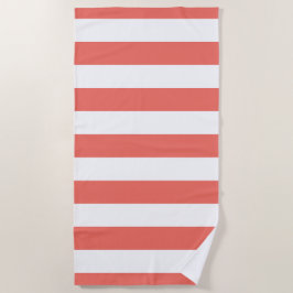 Toalla De Playa Modelo rayado blanco coralino moderno