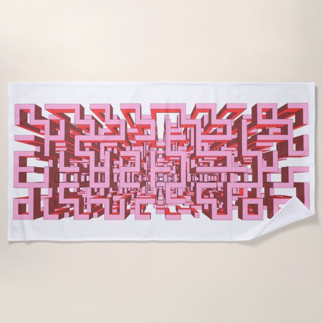 Toalla De Playa Modern 3D Pink Maze Beach Towel (Anverso)