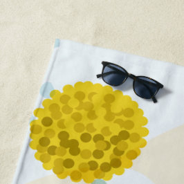 Toalla De Playa Modern Abstract Botanical Yellow Billy Button