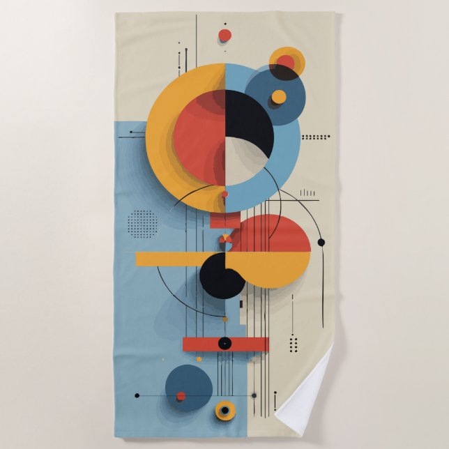 Toalla De Playa Modern Abstract Geometric Art Composition (Anverso)