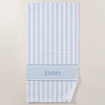 Modern Blue Preppy Striped Personalized Name